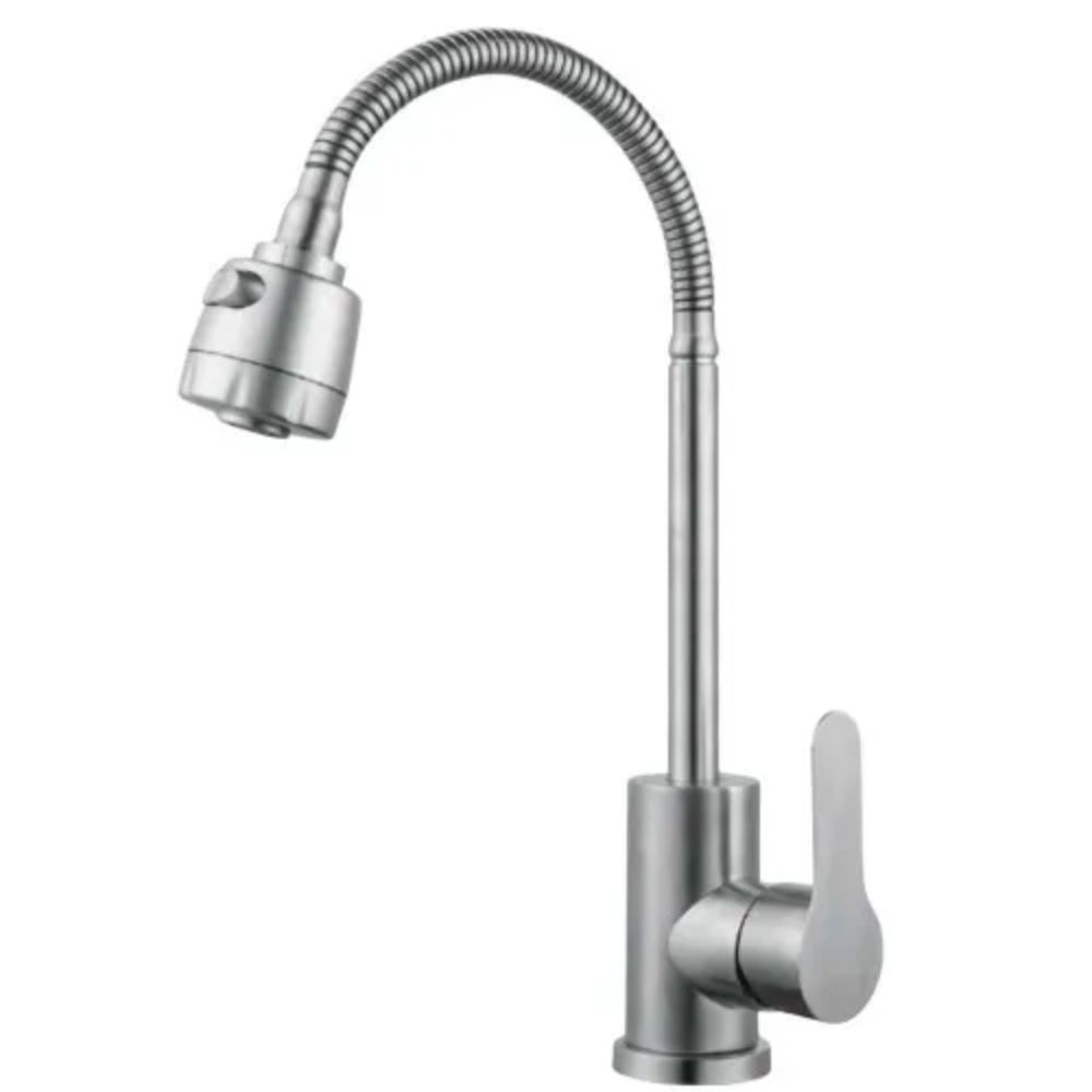 Baterie din inox pentru bucătărie cu furtun flexibil, Aquafix - 401, satin
