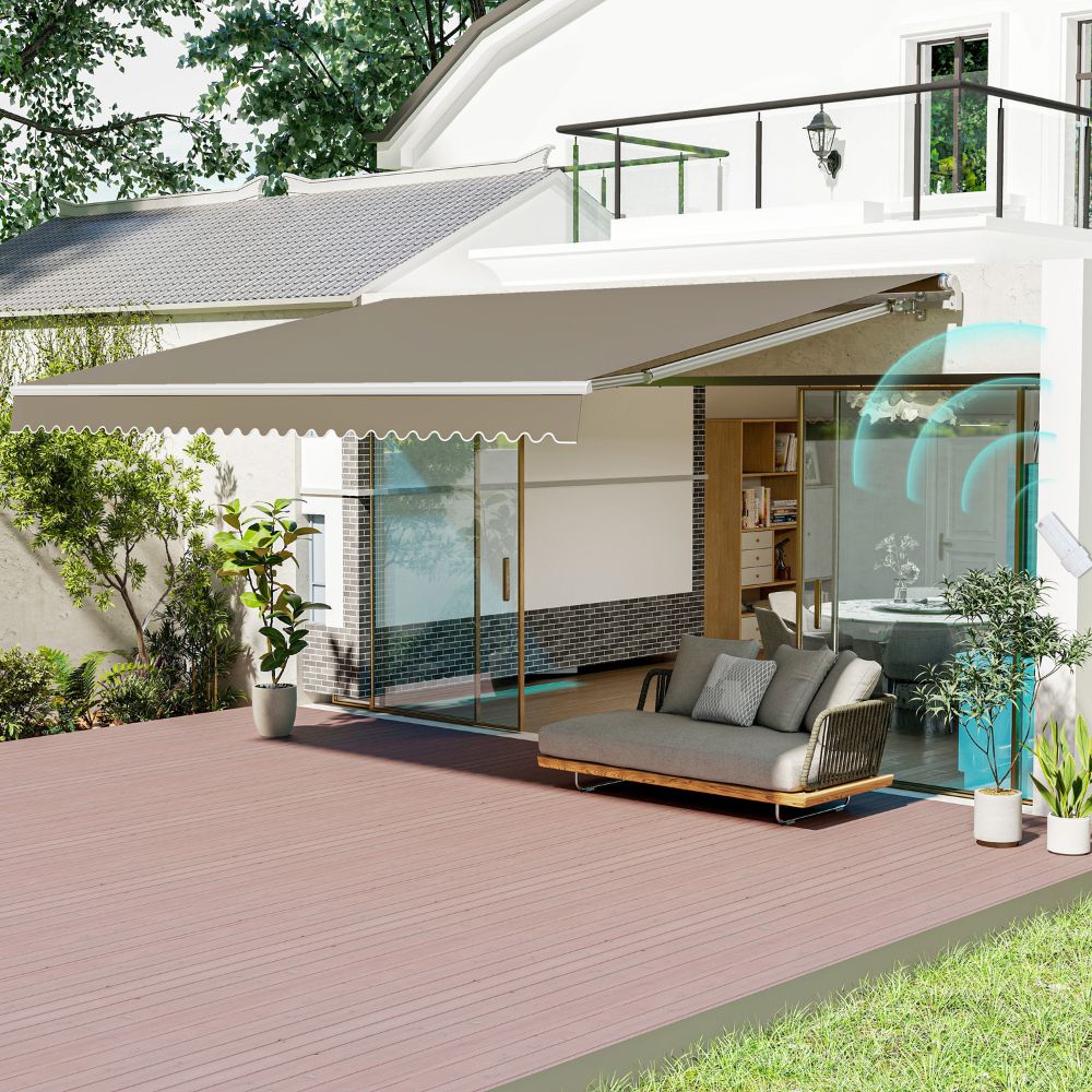 Copertină retractabilă electrică cappucino, 395x300 cm