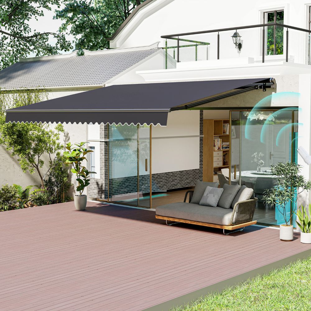 Copertină retractabilă electrică gri închis, 395x300 cm