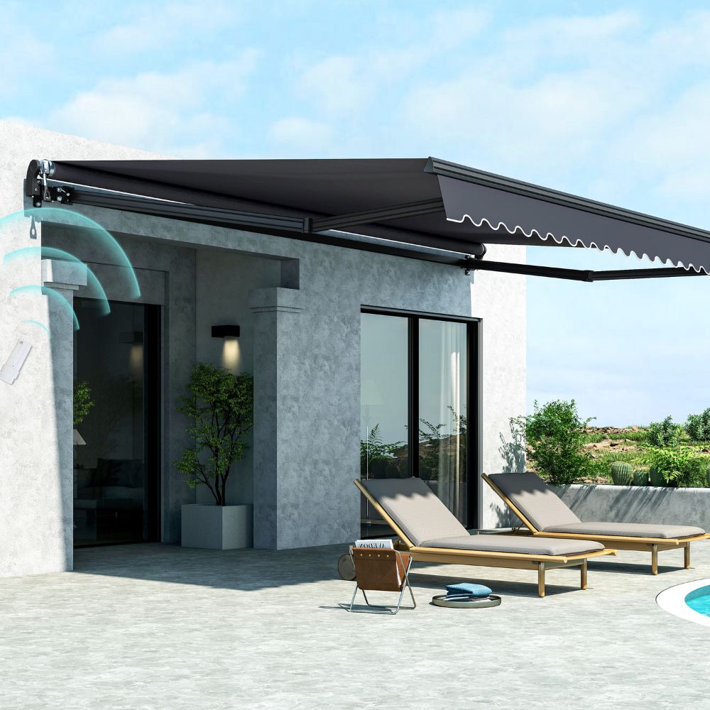 Copertină retractabilă electrică gri închis, 495x350 cm