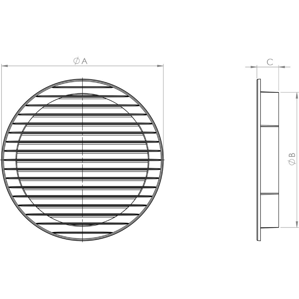 Grilă ventilație rotundă cu plasă, maro - 150 x 178